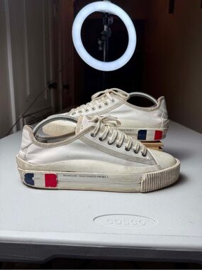 Used Moncler White Glissiere Sneakers Sz 42.5 /,US 9.5